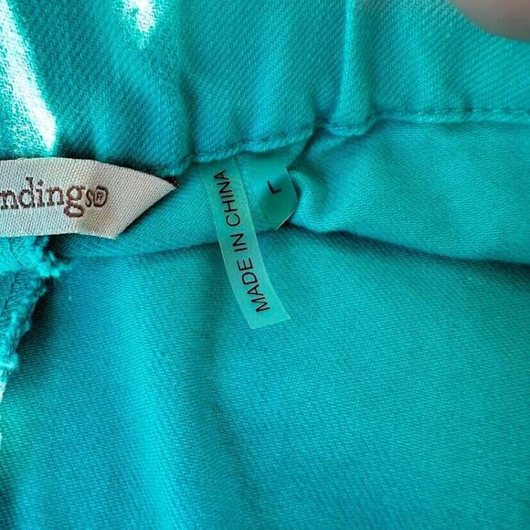 Soft Surroundings Green Blue Metro Denim Leggings Size Large L Button Detail - Picture 5 of 5